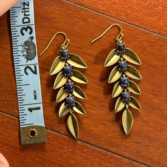 Anthropologie lapis lazuli & brass earrings - Picture 2 of 3